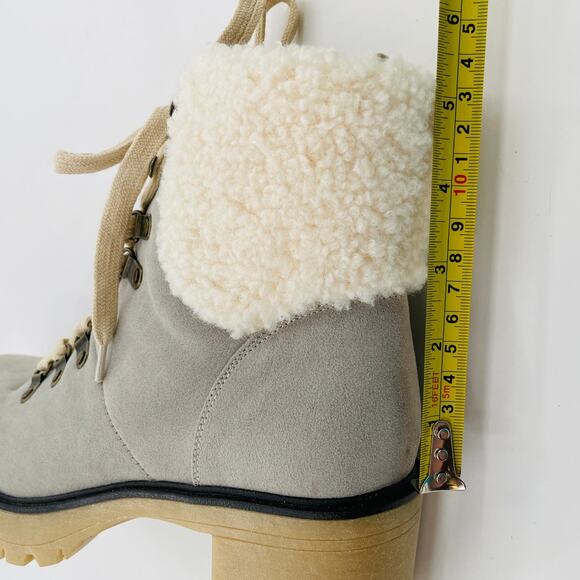 Oasis Society Gray Faux Suede Lace Up Chunky Heel Combat Military Boots 10 - Picture 14 of 14